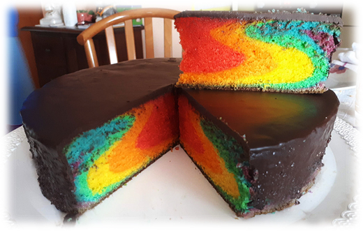 Rainbow cake all in one pan
